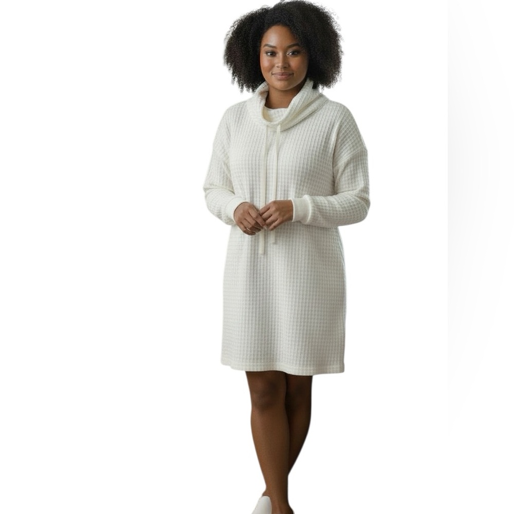 MAX STUDIO Ivory Waffle Knit Dress